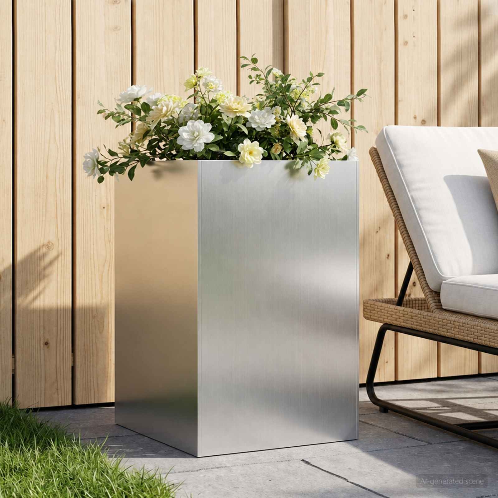vidaXL Γλάστρα Κήπου Ασημί 40 x 40 x 75 cm Γαλβανισμένος Χάλυβας