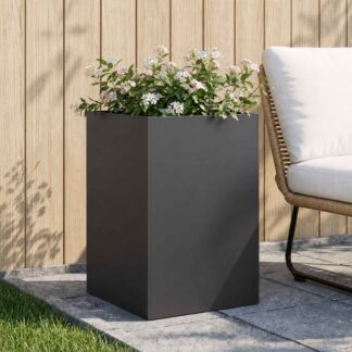 vidaXL Γλάστρα Κήπου Μαύρο 50 x 50 x 75 cm Ψυχρής έλασης χάλυβας