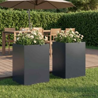 vidaXL Γλάστρα Κήπου 2 τμχ. Ανθρακί 50 x 50 x 75 cm