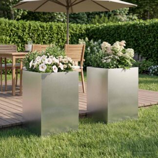 vidaXL Γλάστρα Κήπου 2 τμχ. Ασημί 50 x 50 x 75 cm Ανοξείδωτο Ατσάλι