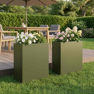 vidaXL Γλάστρα Κήπου 2 τμχ. Λαδί 40 x 20 x 40 εκ Ψυχρής έλασης χάλυβας