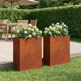vidaXL Γλάστρα Κήπου 2 τμχ. Σκ rusty 40 x 20 x 40 εκ