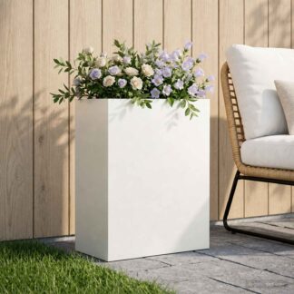 vidaXL Γλάστρα Κήπου Λευκό 40 x 20 x 50 εκ Ψυχρής έλασης χάλυβας
