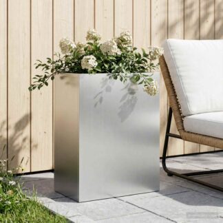 vidaXL Γλάστρα Κήπου Ασημί 40 x 20 x 50 εκ Γαλβανισμένος Χάλυβας