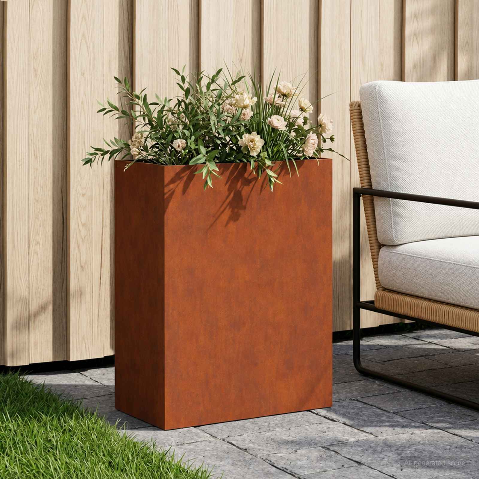 vidaXL Γλάστρα Κήπου Σκ rusty 40 x 20 x 50 εκ