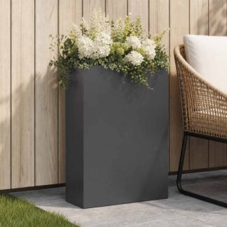 vidaXL Γλάστρα Κήπου Μαύρο 40 x 20 x 75 εκ. Ψυχρής έλασης χάλυβας