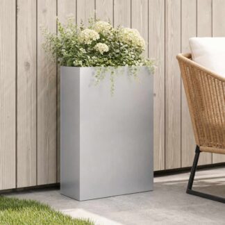 vidaXL Γλάστρα Κήπου Ασημί 40 x 20 x 75 εκ. Γαλβανισμένος Χάλυβας