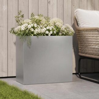 vidaXL Γλάστρα Κήπου Ασημί 50 x 20 x 40 εκ. Ανοξείδωτο Ατσάλι