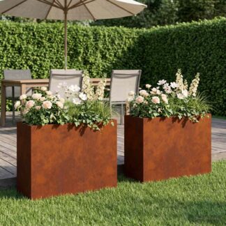 vidaXL Γλάστρα Κήπου 2 τμχ. Σκ rusty 50 x 20 x 40 εκ.