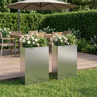 vidaXL Γλάστρα Κήπου 2 τμχ. Ασημί 50 x 20 x 75 εκ. Ανοξείδωτο Ατσάλι