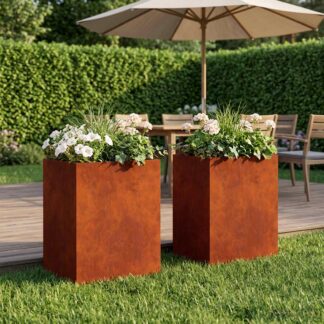 vidaXL Γλάστρα Κήπου 2 τμχ. Σκ rusty 40 x 30 x 40 εκ