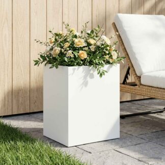 vidaXL Γλάστρα Κήπου Λευκό 40 x 30 x 50 cm Ψυχρής έλασης χάλυβας