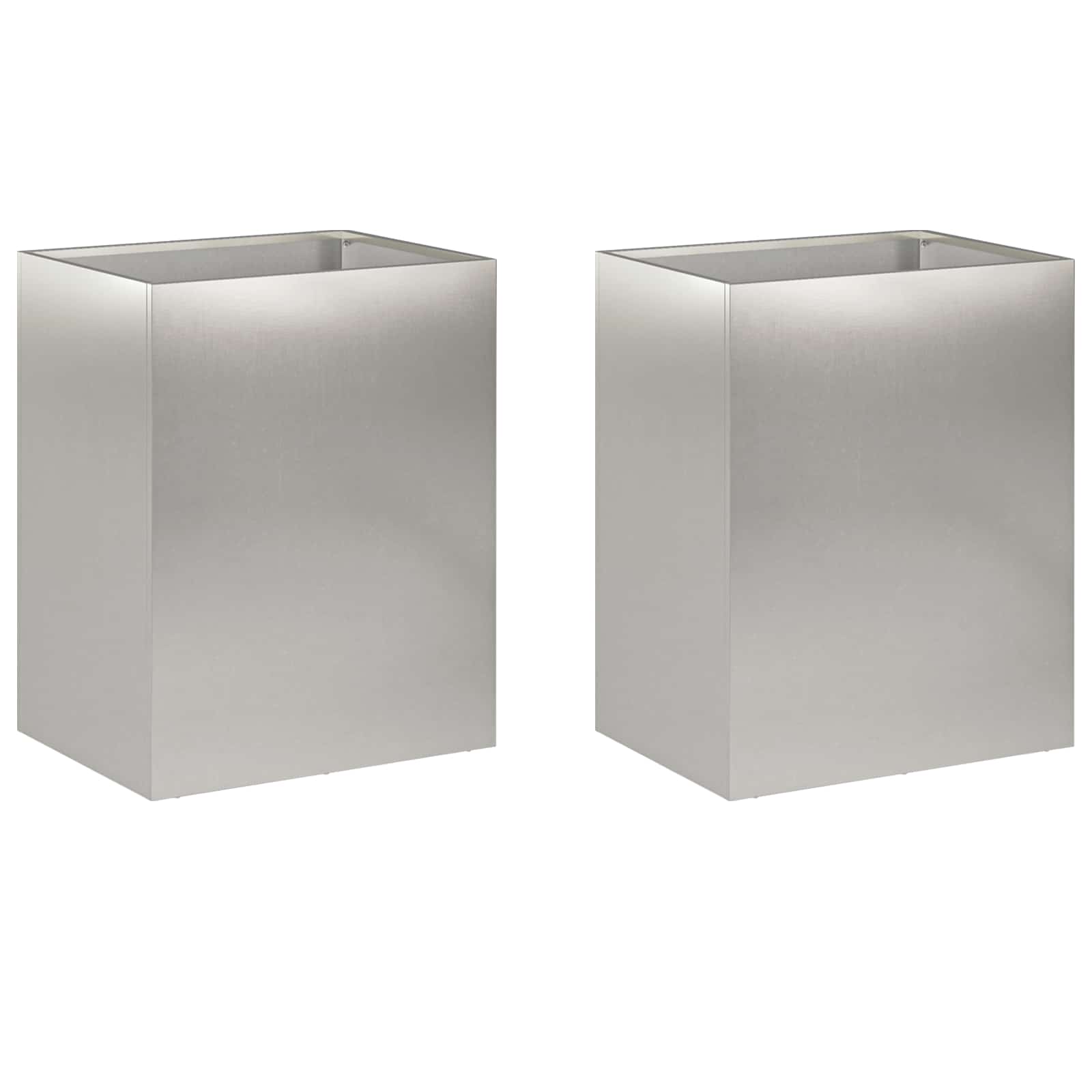 vidaXL Γλάστρα Κήπου 2 τμχ. Ασημί 40 x 30 x 50 cm Ανοξείδωτο Ατσάλι - Image 2