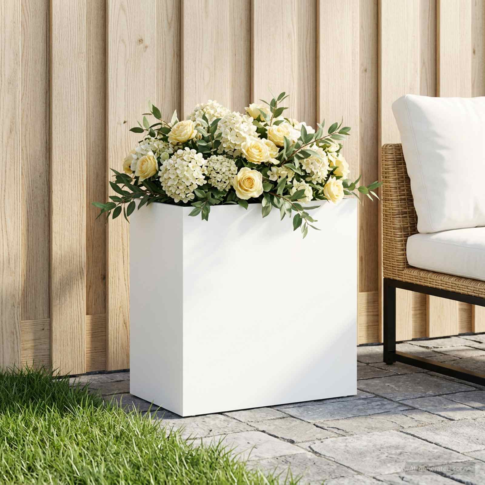 vidaXL Γλάστρα Κήπου Λευκό 50 x 30 x 40 εκ. Ψυχρής έλασης χάλυβας