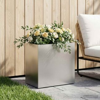 vidaXL Γλάστρα Κήπου Ασημί 50 x 30 x 40 εκ. Ανοξείδωτο Ατσάλι