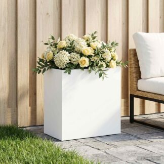 vidaXL Γλάστρα Κήπου Λευκό 50 x 30 x 50 cm Ψυχρής έλασης χάλυβας