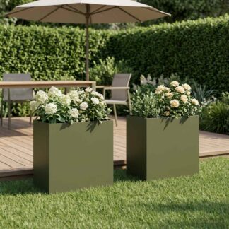 vidaXL Γλάστρα Κήπου 2 τμχ. Λαδί 50 x 30 x 50 cm Ψυχρής έλασης χάλυβας