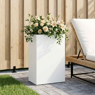 vidaXL Γλάστρα Κήπου Λευκό 50 x 30 x 75 εκ Ψυχρής έλασης χάλυβας