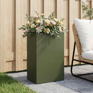 vidaXL Γλάστρα Κήπου Λαδί 50 x 30 x 75 εκ Ψυχρής έλασης χάλυβας