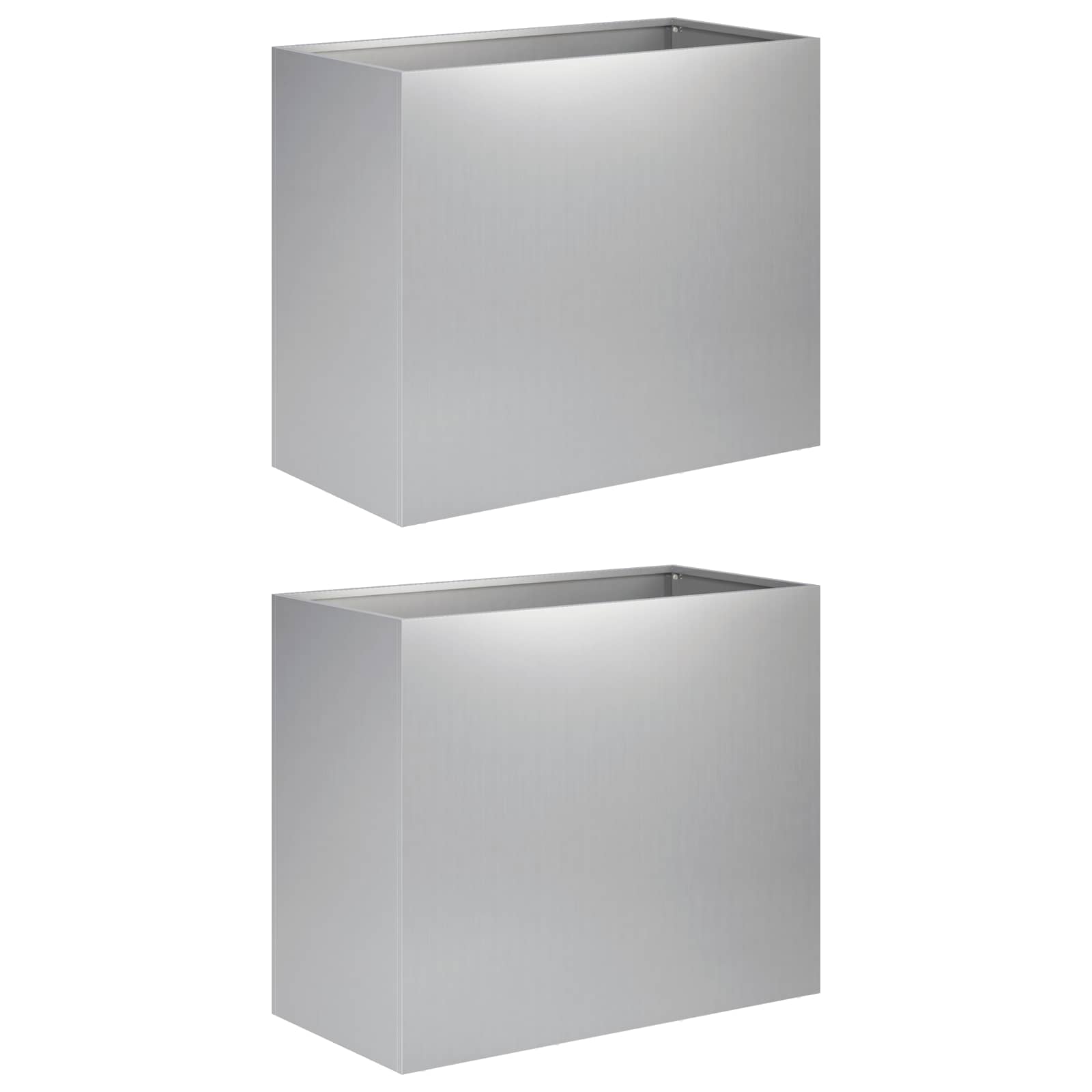 vidaXL Γλάστρα Κήπου 2 τμχ. Ασημί 60 x 30 x 40 εκ. - Image 2