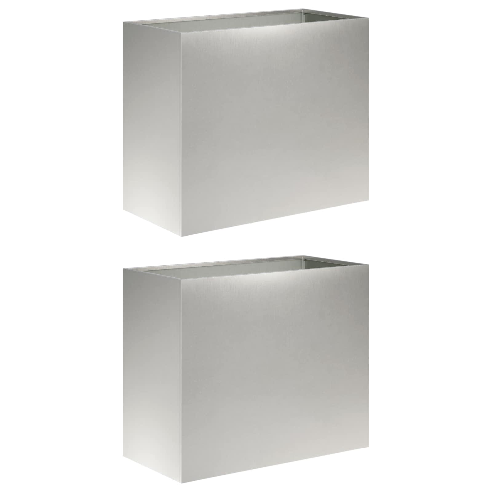 vidaXL Γλάστρα Κήπου 2 τμχ. Ασημί 60 x 30 x 50 εκ. Ανοξείδωτο Ατσάλι - Image 2