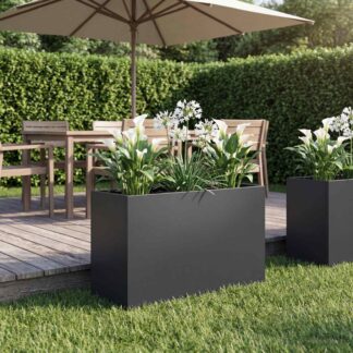 vidaXL Γλάστρα Κήπου Μαύρο 80 x 30 x 40 εκ Ψυχρής έλασης χάλυβας