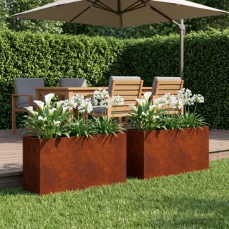 vidaXL Γλάστρα Κήπου 2 τμχ. Σκ rusty 80 x 30 x 40 εκ