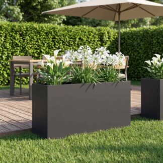 vidaXL Γλάστρα Κήπου Μαύρο 100 x 30 x 40 εκ Ψυχρής έλασης χάλυβας