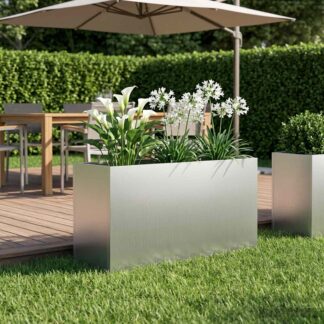 vidaXL Γλάστρα Κήπου Ασημί 100 x 30 x 40 εκ Γαλβανισμένος Χάλυβας