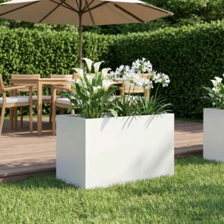 vidaXL Γλάστρα Κήπου Λευκό 50 x 40 x 40 εκ. Ψυχρής έλασης χάλυβας