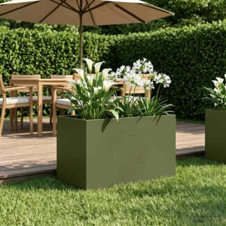 vidaXL Γλάστρα Κήπου Λαδί 50 x 40 x 40 εκ. Ψυχρής έλασης χάλυβας