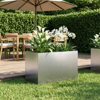 vidaXL Γλάστρα Κήπου Ασημί 50 x 40 x 40 εκ. Ανοξείδωτο Ατσάλι
