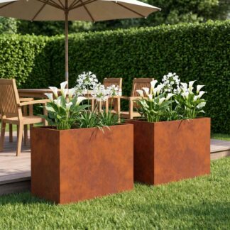 vidaXL Γλάστρα Κήπου 2 τμχ. Σκ rusty 50 x 40 x 50 εκ