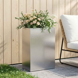 vidaXL Γλάστρα Κήπου Ασημί 50 x 40 x 75 εκ. Ανοξείδωτο Ατσάλι