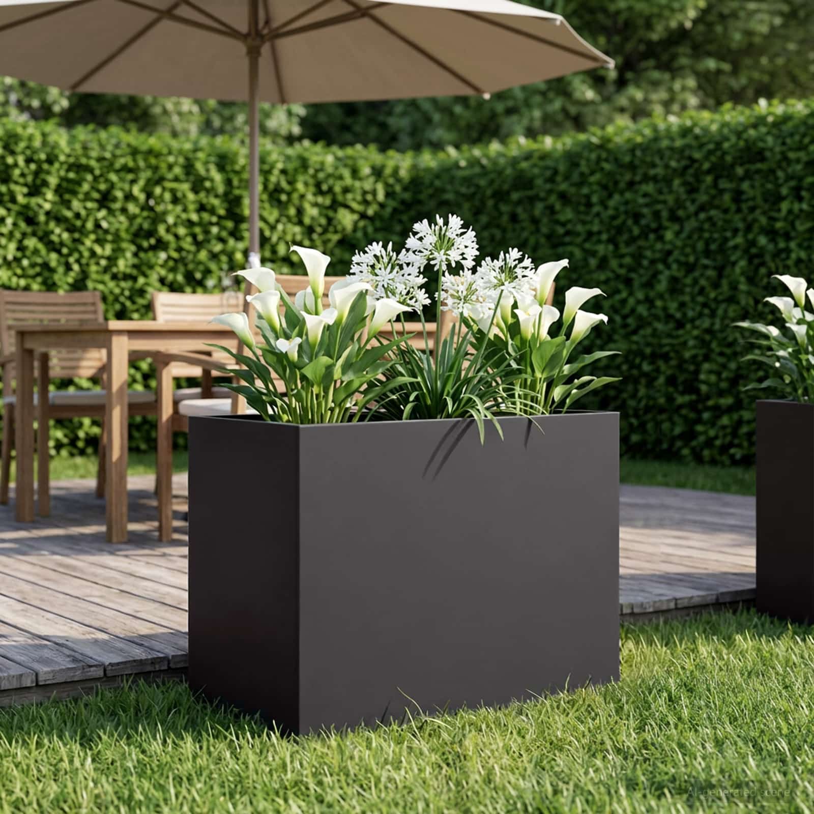 vidaXL Γλάστρα Κήπου Μαύρο 60 x 40 x 50 cm Ψυχρής έλασης χάλυβας