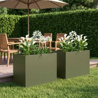 vidaXL Γλάστρα Κήπου 2 τμχ. Λαδί 60 x 40 x 50 cm Ψυχρής έλασης χάλυβας