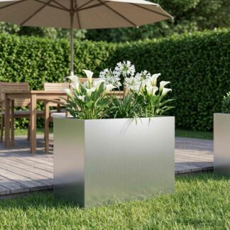 vidaXL Γλάστρα Κήπου Ασημί 60 x 40 x 50 cm Γαλβανισμένος Χάλυβας