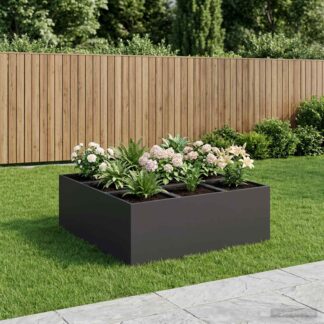 vidaXL Γλάστρα Κήπου Μαύρο 100 x 100 x 30 cm Ψυχρής έλασης χάλυβας