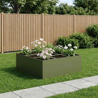 vidaXL Γλάστρα Κήπου Λαδί 100 x 100 x 30 cm Ψυχρής έλασης χάλυβας