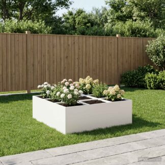 vidaXL Γλάστρα Κήπου Λευκό 100 x 100 x 40 cm Ψυχρής έλασης χάλυβας