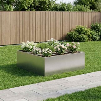 vidaXL Γλάστρα Κήπου Ασημί 100 x 100 x 40 cm Ανοξείδωτο Ατσάλι