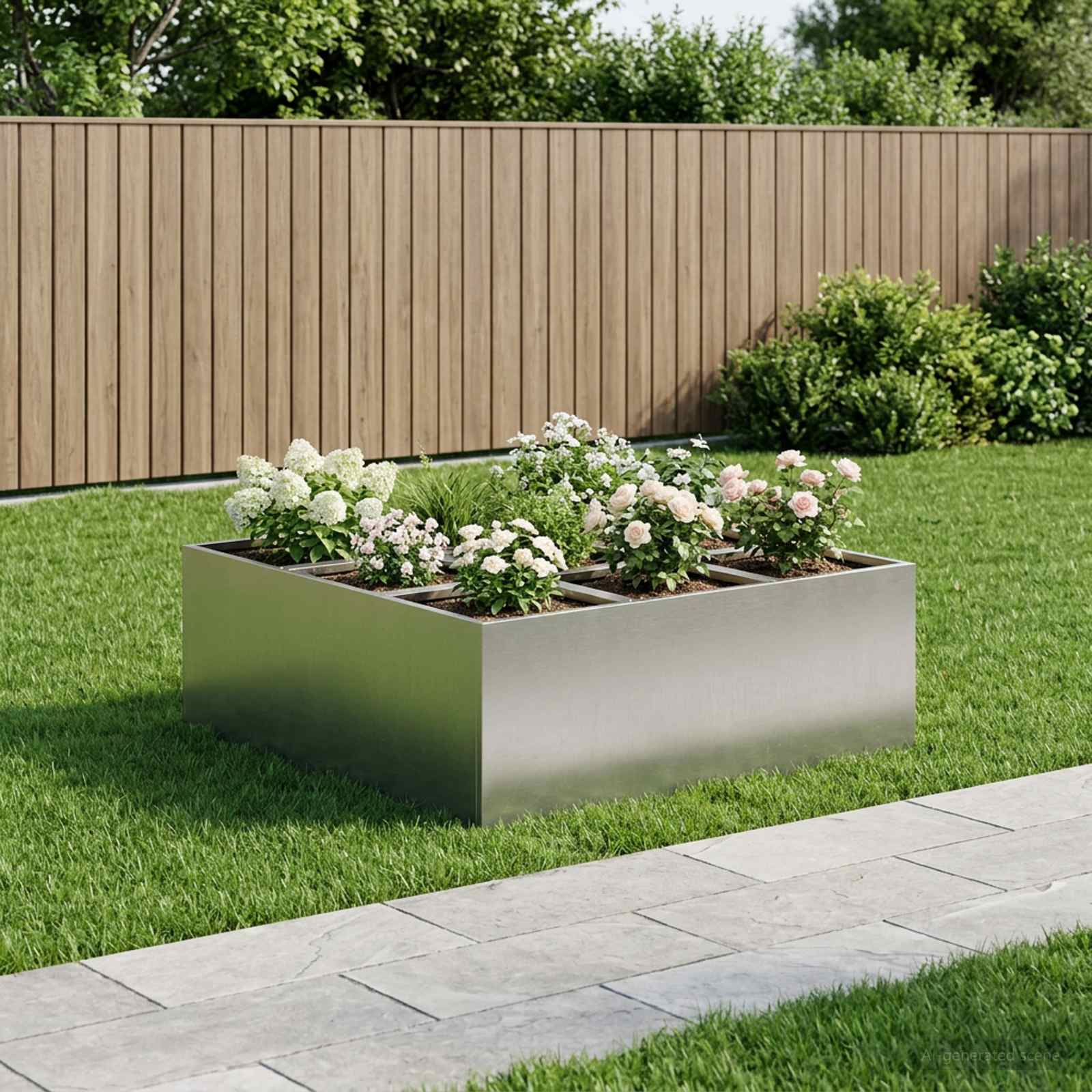 vidaXL Γλάστρα Κήπου Ασημί 100 x 100 x 40 cm Ανοξείδωτο Ατσάλι