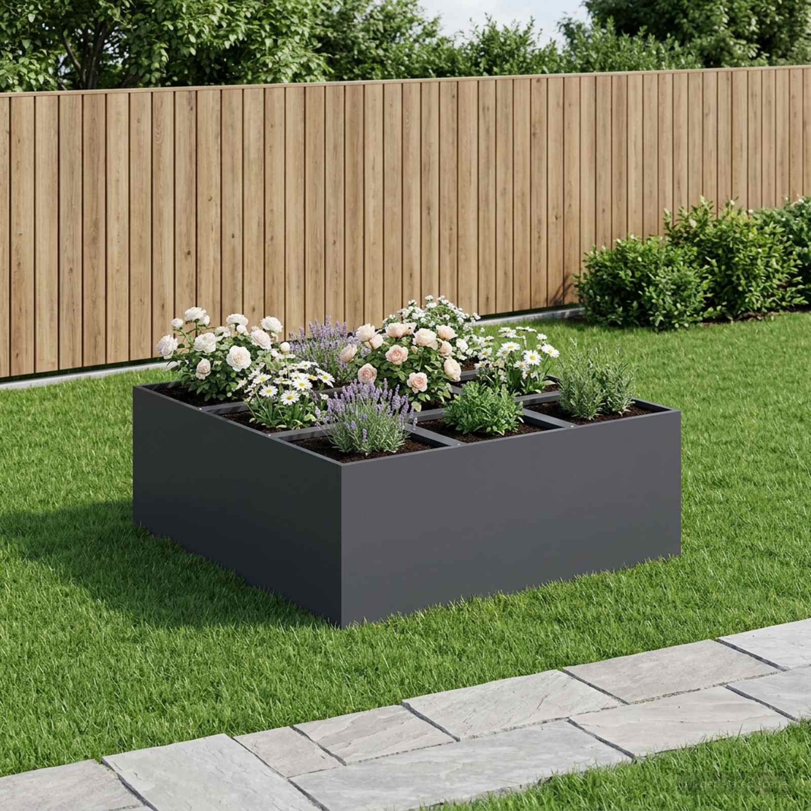 vidaXL Γλάστρα Κήπου Ανθρακί 100 x 100 x 50 cm Ψυχρής έλασης χάλυβας