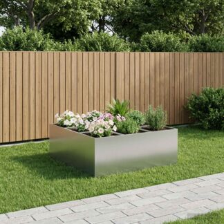 vidaXL Γλάστρα Κήπου Ασημί 100 x 100 x 50 cm Γαλβανισμένος Χάλυβας