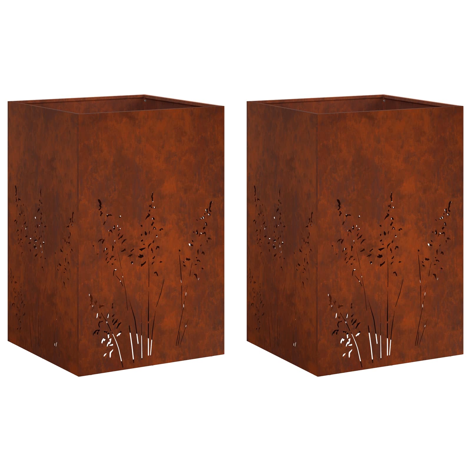 vidaXL Γλάστρα Κήπου 2 τμχ. Σκ rusty 50 x 50 x 75 cm - Image 2