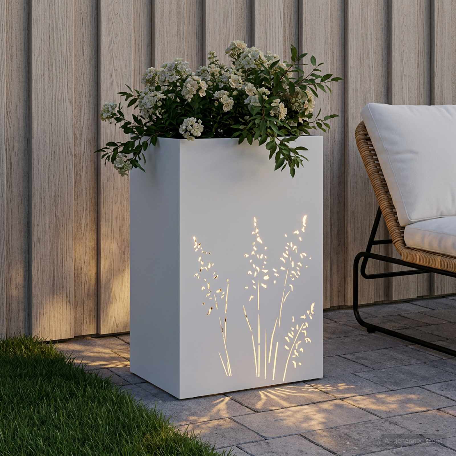vidaXL Γλάστρα Κήπου Λευκό 50 x 30 x 75 εκ Ψυχρής έλασης χάλυβας - Image 3