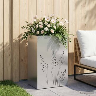 vidaXL Γλάστρα Κήπου Ασημί 50 x 30 x 75 εκ Γαλβανισμένος Χάλυβας
