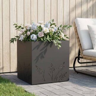 vidaXL Γλάστρα Κήπου Μαύρο 50 x 50 x 49 cm Ψυχρής έλασης χάλυβας