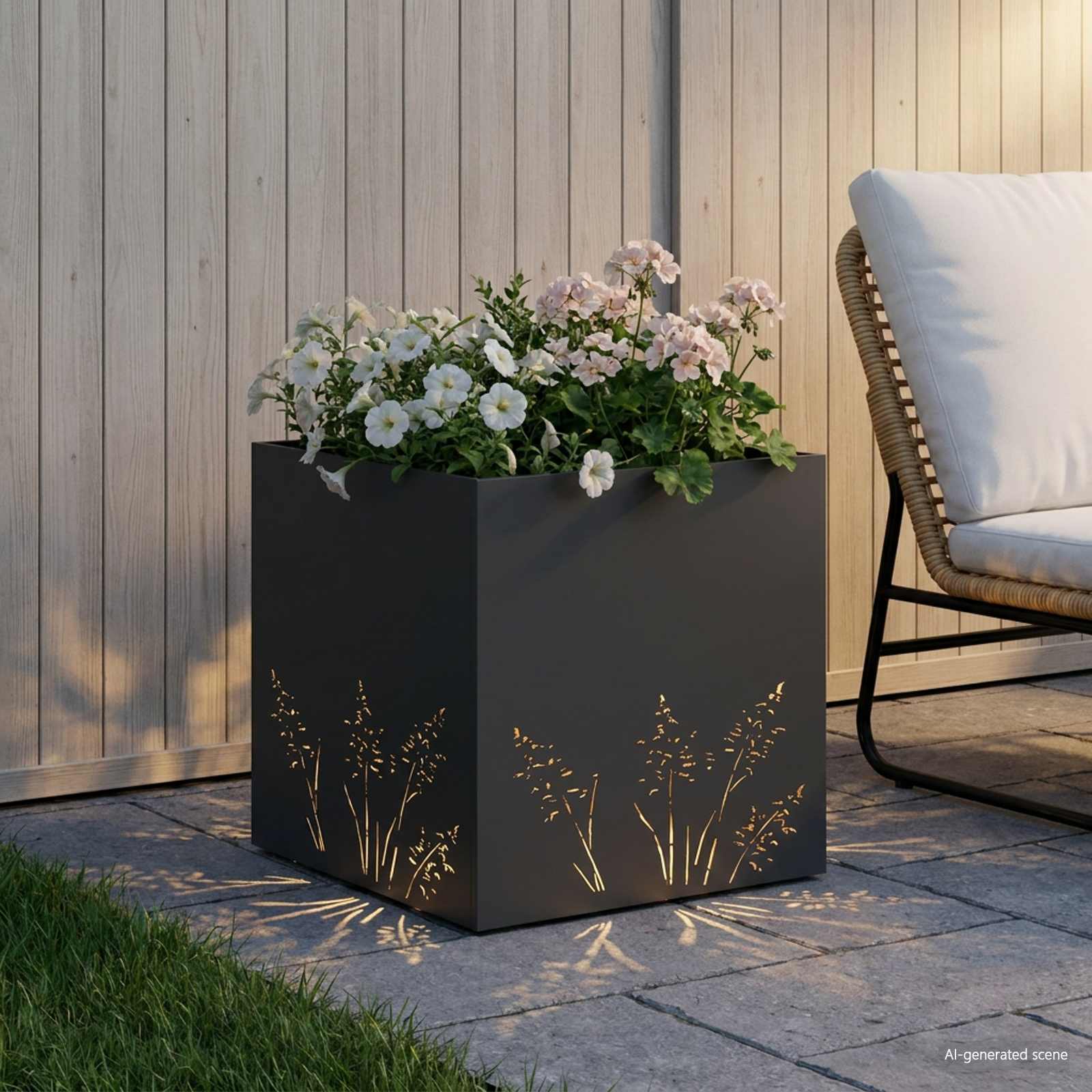 vidaXL Γλάστρα Κήπου Μαύρο 50 x 50 x 49 cm Ψυχρής έλασης χάλυβας - Image 3