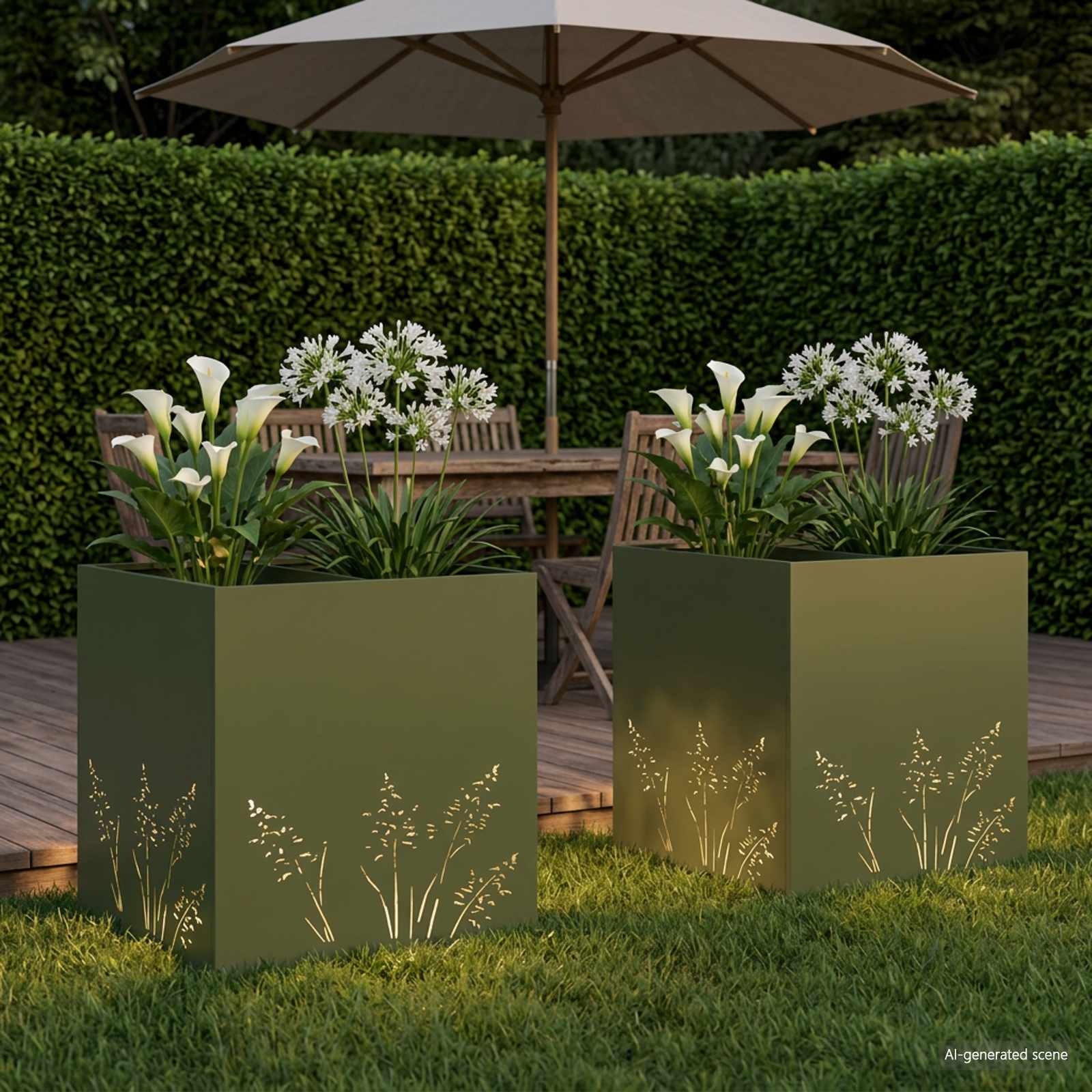 vidaXL Γλάστρα Κήπου 2 τμχ. Λαδί 50 x 50 x 49 cm Ψυχρής έλασης χάλυβας - Image 3